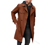 Gabardina de manga larga para hombre, chaqueta informal ajustada con solapa, doble botón, Nuevo estilo