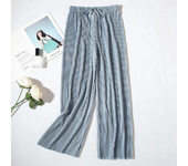Women's Pleated Loose Ice Silk Casual Cropped Pants Wide Leg Trouse Home Classic Sports Wear Girls Clothes Black Top