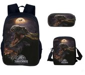 3pcs/Set Backpack Harajuku Dinosaur 3D Printed School Student Bookbag Anime Jurassic Daypack Park Shoulder Bags Pencil Case