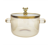 Glass Saucepan Clear Cooking Pot Soup Pot Heating Dual Handles Glass Saucepan with Cover Gold