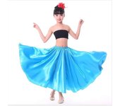 1pcs/lot children belly girl satin solid dancing 360 degree skirt