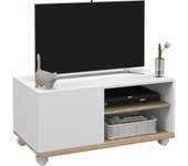Mueble TV de Salón Moderno con Ruedas Mesa para Televisores de 42 Pulgadas Módulo TV con 1 Puerta y 2 Estantes de Almacenamiento 80x45x39,5 cm Blanco
