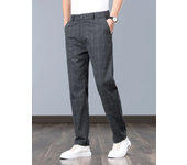 Summer Thin Plaid Formal Stretch Pants Men Slim Business Grey Black Casual Pant Fashion Male Clothing  Trousers