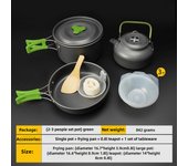Juego de utensilios de cocina para acampar al aire libre, olla antiadherente de aluminio, vajilla portátil para exteriores, olla de cocina, tazón, senderismo, barbacoa, picnic