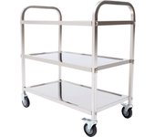 3 Shelves Stainless Steel Service Trolley, Stainless Steel Utility Cart, Kitchen Trolley with Brake,Restaurants Serving Trolley