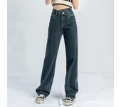 Upscale Vintage Women's Straight-Leg High-Waisted Jeans Loose Fit Summer New Design Sensibility Niche Wide-Leg Trousers