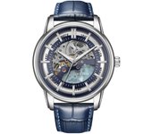 Reloj mecánico automático calado tendencia reloj mecánico de cuero a prueba de agua para hombres