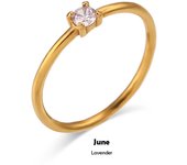 E.b.belle 12 Months Constellation Cz Birthstone Rings For Woman Gold Plated Stainless Steel Zodiac Birthday Ring Jewelry