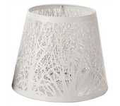 Small Lamp Shade Clip on Bulb,Barrel Metal Lampshade with Pattern of Trees for Table Chandelier Wall Lamp White