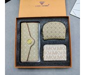2024 New Vintage Purse Ladies Large Capacity d buckle Multi-card Multi-function triple Fold Handheld Bag 3-piece gift Box for the holidays