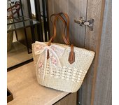 Large Capacity Hollowed Out Straw Weaving Women Beach Vacation Bag New Internet Red Handheld Grass Woven Tote Bag