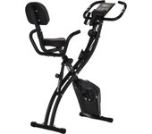 HOMCOM Bicicleta Estática Plegable Regulable en Altura Resistencia Magnética Ajustable Bicicleta de Ejercicio Fitness con Pantalla LCD y Asiento con Respaldo 97x51x115 cm