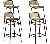 Taburetes de cocina 4 unidades madera maciza reciclada