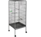Tectake - Pajarera 146 cm altura, Comedero grande con percha, 2 puertas de apertura vertical, una pequeña y una grande, Bandeja extraíble para el cambio de arena
