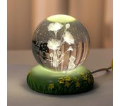 Lámpara de noche con forma de bola de cristal con forma de flor, de 2,4 pulgadas, con base que brilla en el crepúsculo, regalo creativo de cumpleaños con forma de bola de cristal para hombres, mujeres, niños, niñas y adolescentes (lirio de los valles