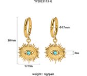 Encanto Pendientes Pendientes de aro chapados en oro de 18 quilates, color bohemio, azul y turquesa, Huggie geométrico para joyería de moda para mujer