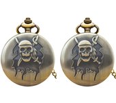 Vintage Bronze Large Necklace Quartz Pocket Watch Funny Scary Ghost Head Fun Halloween Gift For Both Men And Women