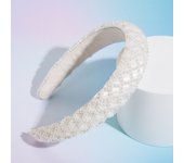 European and American Temperament Pure Handmade Beaded Crystal Sponge Wide Edge Hair Band Baroque Personality Versatile Headband