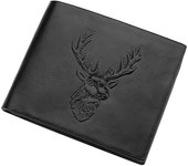 Men's Deer Head Pattern Wallet Classic 3D Embossed Design Make Three-fold Multiple Card Slots Leather Wallet