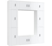 Mueble TV combinadoSet de muebles de TV 8 pzas madera contrachapada blanco brillo