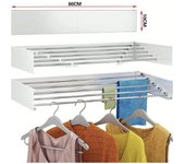 Tendedero Plegable para Montar en Paredes, Tendedero Retráctil Plegable de 80cm para Interiores o Exteriores, tendedero Compacto Ahorra Espacio, Capacidad para 30Kilos, Tendedero con 6 barras de 80cm aluminio de alta resistencia