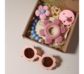 Baby teether Gift Set With flower Teething Pacifier Chain baby sunglass New Born Baby Teether Set