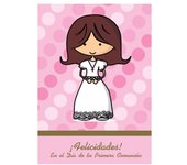 Tarjeta Comunión felicitación niña Rosa Antracita Raíz Tarjetas Inicio Para eventos Comuniones Tarjeta Comunion Felicitaciones   Antracita