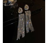 Geometric Long Tassel Crystal Drop Earrings for Women 2023 Silver Gold Color Rhinestone Earring Party Wedding Jewelry