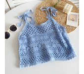 Tie Shoulder Crochet Top Sleeveless Sheer Open-knit Crop Tops Vest Coverup Blouse for Women Fairycore Cottagecore Outfit