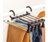 Rack De Pantalones 5 En 1 Mágico Organizador De Armario Con Estantes Y Gancho Para Cinturones En Acero Inoxidable Plegable Para Dormitorio Y Guardrobes
