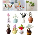 Lindos mini jarrones de cerámica magnéticos para nevera, divertidos imanes de plantas pequeñas, mini jarrones magnéticos, diminutos jarrones 3D para decorar la nevera, el armario de la cocina y la oficina (8 unidades)