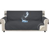 Funda Cubre Sofa 3 Plazas - Impermeable Fundas Sofa Verano, Protector Sofa para Gatos Arañazo y Perros Mascotas, Fundas para Sofa Antideslizante Antimanchas Lavable, Gris Oscuro