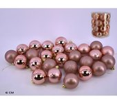 Gerimport Pack de 26 Bolas de Navidad ámbar Rosa Oro 6cm Surtido - Decora Tu árbol de Navidad
