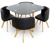 Mesa de Cristal Templado Teka + 4 Sillas. Comedor o Cocina     Saldos y Stocks