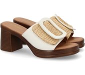 PuntoSalao Zuecos de tacón cómodo hebilla color blanco VR5-1610