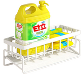 Organizador de fregadero de cocina con ganchos, soporte de esponja de acero inoxidable para cocina y baño, drenaje automático