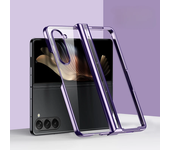 Luxury Electroplated Frame HD Transparent Phone Case for Samsung Galaxy Z Fold 6 5 4 3 5G PC Shockproof Hinge Protective Cover