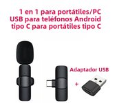 2 In 1 Wireless Lavalier Microphone Portable Audio Video Recording Mini Mic For iPhone 15 Ios Android life Live Broadcast Gaming
