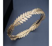 Vintage Baroque Golden Olive Leaves round Tiaras Bridal Wedding Tiara Headband for Women And Girls Hair Accessory