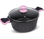 LA MOUSTACHE Cacerola de Aluminio Fundido con Antiadherente y Tapa de Cristal - Compatible con Todas las Cocinas, Incluida Inducción, Sin PFOA