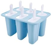Moldes Helados Silicona 2 Formas - 6 Cavidades Molde Helados Silicona with Palo, Reutilizables Moldes de Paletas de Silicona Moldes de Paletas de Hielo Sin BPA para Niños y Adultos (Azul)