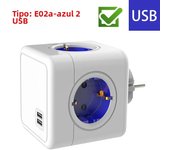 Massfa Multi Usb Power Strip Electrical Plug Cube Multiple Extension Socket with 4 Eu Outlets 3680W Adapter for Home Office