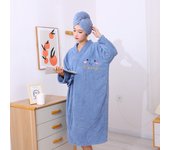 2 pcs/sets Women cute Bath Towel Bath Robe and dry hair cap Super Absorbent Bath Gown Towel
