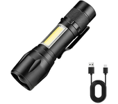 LONGRIVER Mini Portable Flashlight LED+COB Fishing Torch Zoomable 511 Focus Light Tactical Lamp Camping Hiking Emergency Lantern
