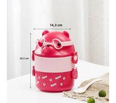 Stackable Bento Box Portable Cute Cartoon Children Lunch Box Double Layer Food Storage Container Eyeglass Bear Thermal Bento Box