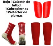 1 Combination set of adhesive point anti slip football socks and leg protection socks Leg Guard Volleyball Running Cycling Sock