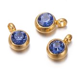 10Pcs 6mm Stainless Steel Birthstones Charms Pendants Rhinestone Crystal Beads Pendant for Necklace Bracelet Jewelry Making