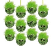 Decoraciones navideñas para interiores: 12 piezas de Lindos Adornos para árculos de Navidad de Grinch with Green Cabello