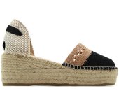 MACARENA JAVA 36 Sandalia,cuña de esparto,de pala,yute,suela de goma,rejilla,plataforma,cordones al tobillo,espadril, para señora
