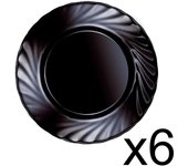 LUMINARC TRIANON NEGRO 6 Plato Postre Vidrio 19,5CM Negro Brillo Fabricado en Francia Reciclable